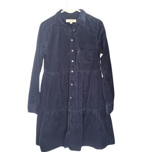 Loft Size Small Dark Blue Corduroy Casual Long Sleeve Dress